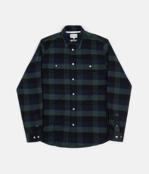 Norse Projects Villads Brushed Flannel Check Shirt - Dark Navy