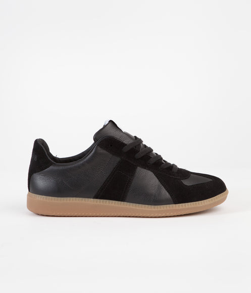 Novesta All Leather German Army Trainer Shoes - Black / 003 Transparent