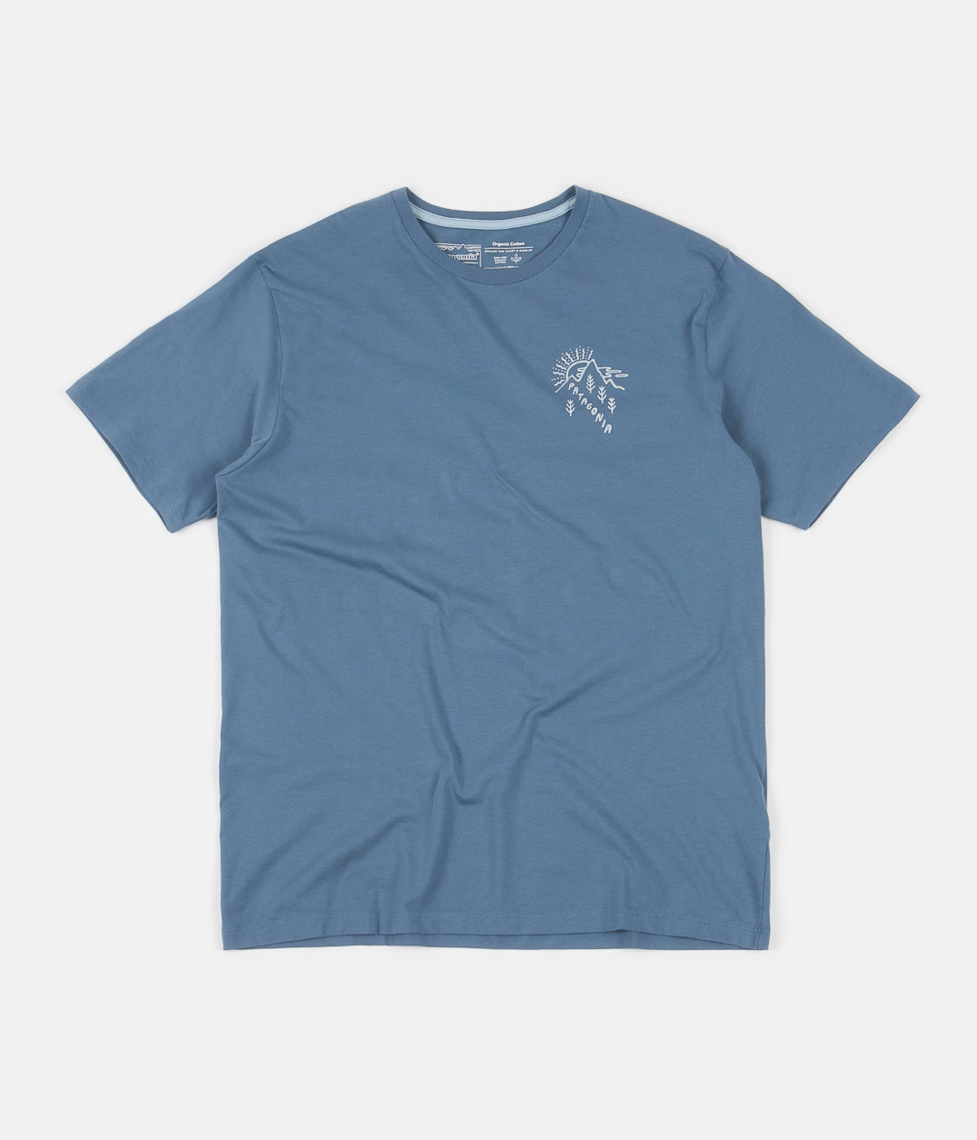 Patagonia How to Help Organic T Shirt Pigeon Blue Always in Colour