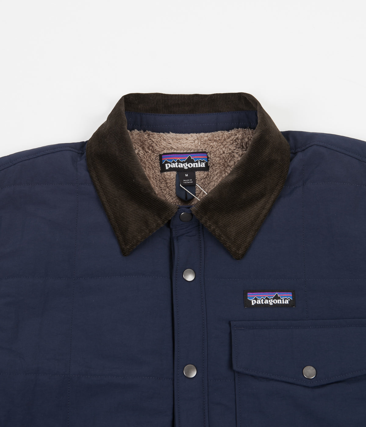Patagonia isthmus quilted shirt jacket navy top