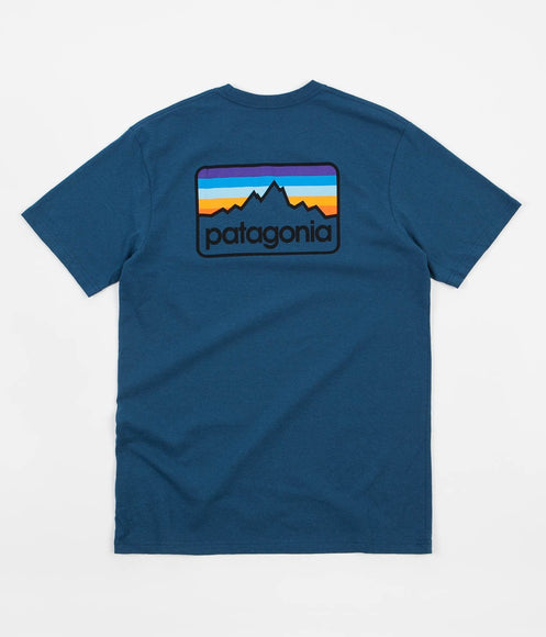 Patagonia Line Logo Badge T-Shirt - Glass Blue