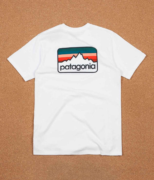 Patagonia Line Logo Badge T-Shirt - White / Smoulder Blue