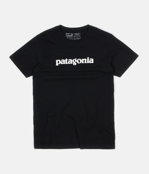 Patagonia Text Logo Organic T-Shirt - Black