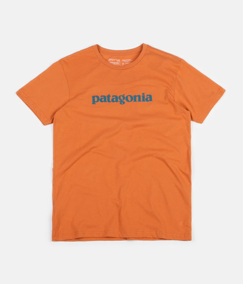 Patagonia Text Logo Organic T-Shirt - Sunset Orange