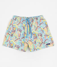 Patagonia Womens Funhoggers Shorts in Thriving Planet: Lago Blue thumbnail