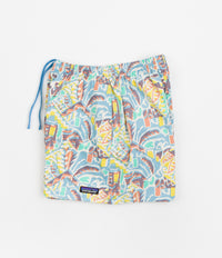 Patagonia Womens Funhoggers Shorts in Thriving Planet: Lago Blue thumbnail