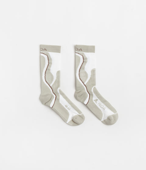 ROA Short Socks - Dove Grey / White