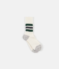 RoToTo Coarse Ribbed Old School Socks - Green / Charcoal thumbnail