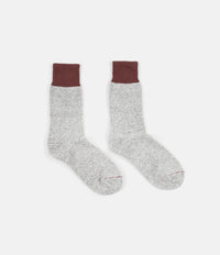 RoToTo Double Face Silk Blend Socks - Brown / Light Grey thumbnail