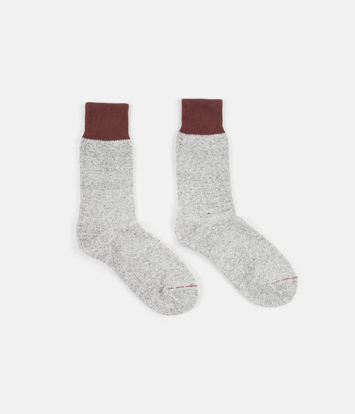 RoToTo Double Face Silk Blend Socks - Brown / Light Grey