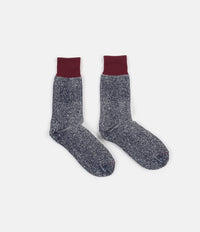 RoToTo Double Face Silk Blend Socks - Burgundy / Mid Navy thumbnail