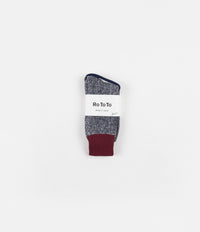RoToTo Double Face Silk Blend Socks - Burgundy / Mid Navy thumbnail
