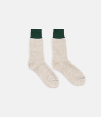 RoToTo Double Face Silk Blend Socks - Green / Beige thumbnail