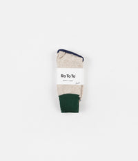 RoToTo Double Face Silk Blend Socks - Green / Beige thumbnail