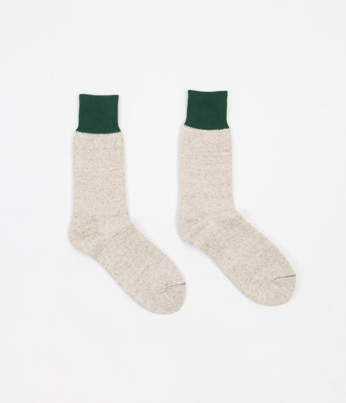 RoToTo Double Face Socks - Green / Beige