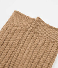 RoToTo Organic Ribbed Crew Socks (3 Pack) - Ecru / Brown thumbnail