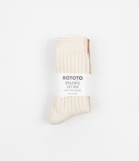 RoToTo Organic Ribbed Crew Socks (3 Pack) - Ecru / Brown thumbnail