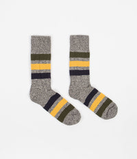 RoToTo Park Stripe Crew Socks - Dark Grey thumbnail