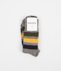 RoToTo Park Stripe Crew Socks - Dark Grey thumbnail