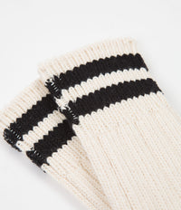 RoToTo Raw 2 Stripe Socks - Ecru / Black thumbnail