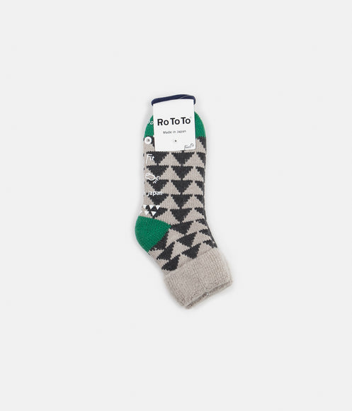 RoToTo Sankaku Comfy Room Socks - Charcoal / Green