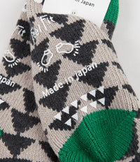 RoToTo Sankaku Comfy Room Socks - Charcoal / Green thumbnail