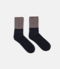RoToTo Teasel Socks - Mocha / Navy thumbnail