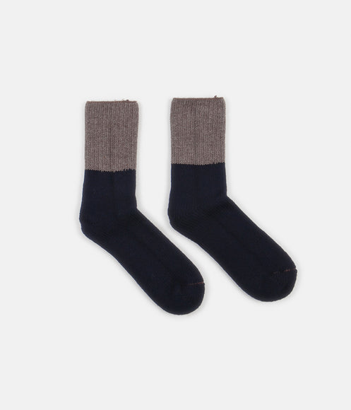 RoToTo Teasel Socks - Mocha / Navy