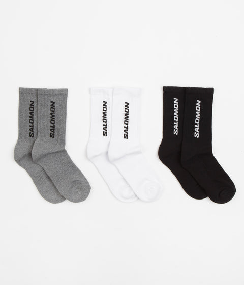 Salomon Everyday Crew Socks (3 Pack) - Black / White / Med Grey Melange