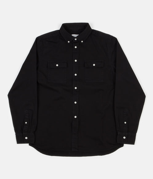 Saturdays NYC Angus Broken Twill Long Sleeve Shirt - Black