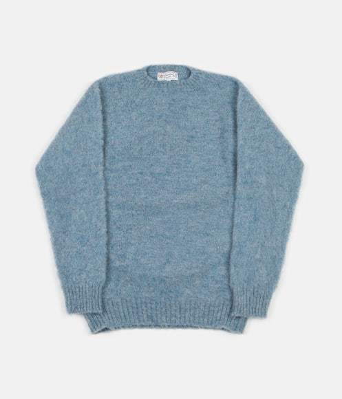 Shetland Woollen Co. Shaggy S Knit Crewneck Sweatshirt - Sky