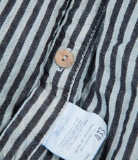 Tender Type 433 Raglan Wallaby Short Sleeve Shirt - Indigo Welsh Stripe Calico Rinse Wash thumbnail