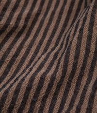 Tender Type 433 Raglan Wallaby Short Sleeve Shirt - Indigo Welsh Stripe Calico Walnut Dye thumbnail