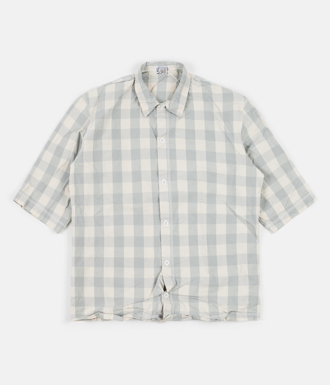 Tender Weavers Stock Short Sleeved Square Shirt - Grey Broad Check