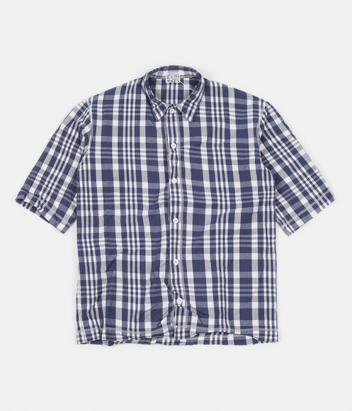 Tender Weavers Stock Short Sleeved Square Shirt - Navy Picnic Check