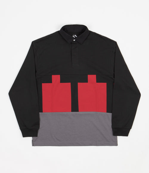 The Trilogy Tapes TTT Long Sleeve Polo Shirt - Red / Black / Grey