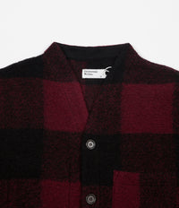 Universal Works Check Wool Fleece Cardigan - Red Check thumbnail