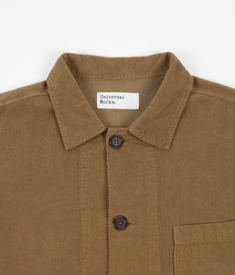 Universal Works Fine Cord Bakers Overshirt in Taupe