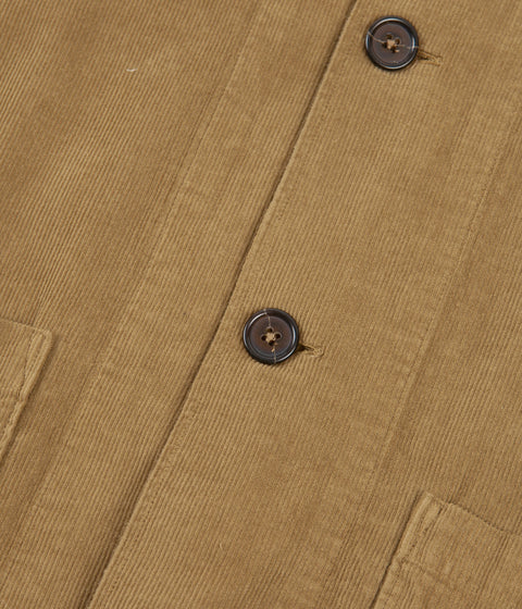 Universal Works Fine Cord Bakers Overshirt in Taupe