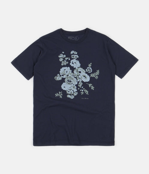 Universal Works Flower Print T-Shirt - Navy