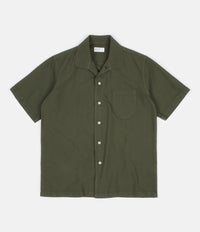 Universal Works Open Collar Shirt - Oxford Shirting Light Olive thumbnail