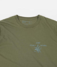 Universal Works Organic Lotus Print T-Shirt - Olive thumbnail