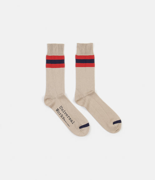 Universal Works Sport Stripe Socks - Ecru