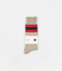 Universal Works Sport Stripe Socks - Ecru thumbnail