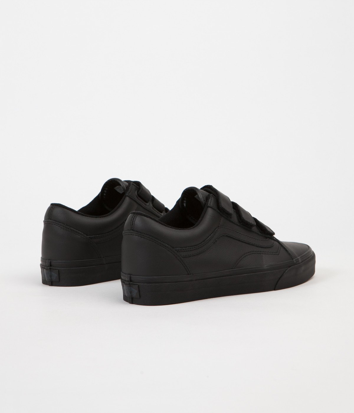 Black leather vans velcro Clearance