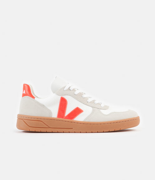 Veja V-10 B-Mesh Shoes - White / Orange Fluoro / Natural