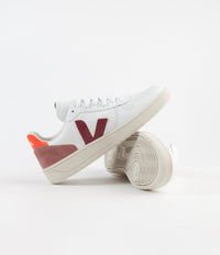 Veja V-10 Leather Shoes - Extra White / Marsala / Dried Petal / Orange Fluoro thumbnail