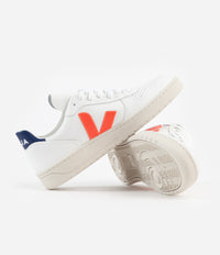 Veja V-10 Leather Shoes - Extra White / Orange Fluoro / Cobalt thumbnail
