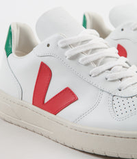 Veja V-10 Leather Shoes - Extra White / Pekin / Emeraude thumbnail
