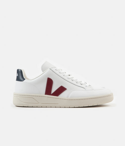 Veja V-12 Leather Shoes - Extra White / Marsala / Nautico